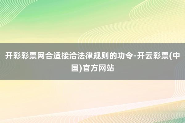 开彩彩票网合适接洽法律规则的功令-开云彩票(中国)官方网站