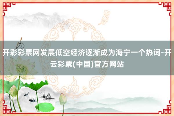 开彩彩票网发展低空经济逐渐成为海宁一个热词-开云彩票(中国)官方网站