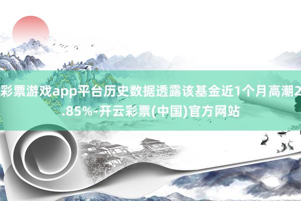 彩票游戏app平台历史数据透露该基金近1个月高潮2.85%-开云彩票(中国)官方网站