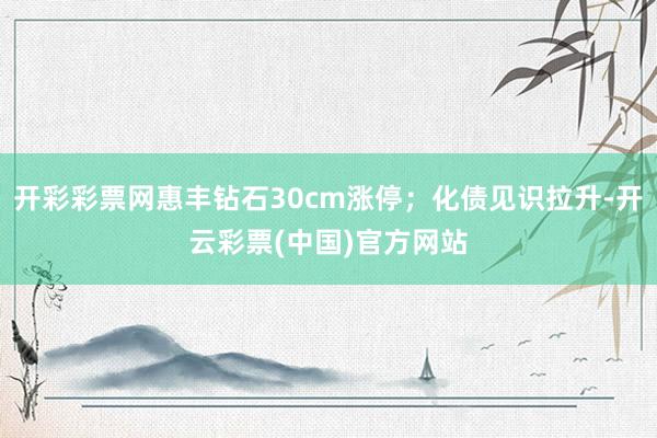 开彩彩票网惠丰钻石30cm涨停；化债见识拉升-开云彩票(中国)官方网站