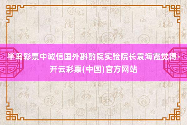 半岛彩票　　中诚信国外斟酌院实验院长袁海霞觉得-开云彩票(中国)官方网站