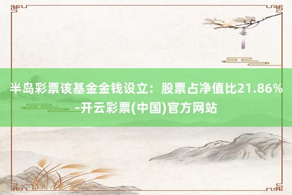 半岛彩票该基金金钱设立：股票占净值比21.86%-开云彩票(中国)官方网站