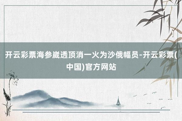 开云彩票海参崴透顶消一火为沙俄幅员-开云彩票(中国)官方网站