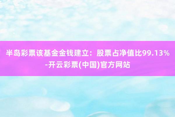 半岛彩票该基金金钱建立：股票占净值比99.13%-开云彩票(中国)官方网站