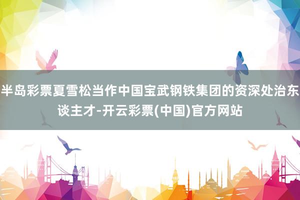 半岛彩票夏雪松当作中国宝武钢铁集团的资深处治东谈主才-开云彩票(中国)官方网站