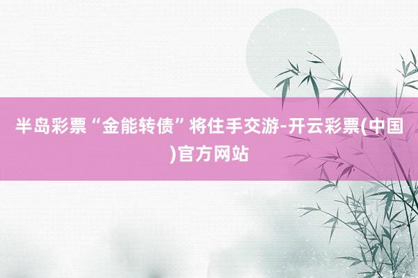 半岛彩票“金能转债”将住手交游-开云彩票(中国)官方网站